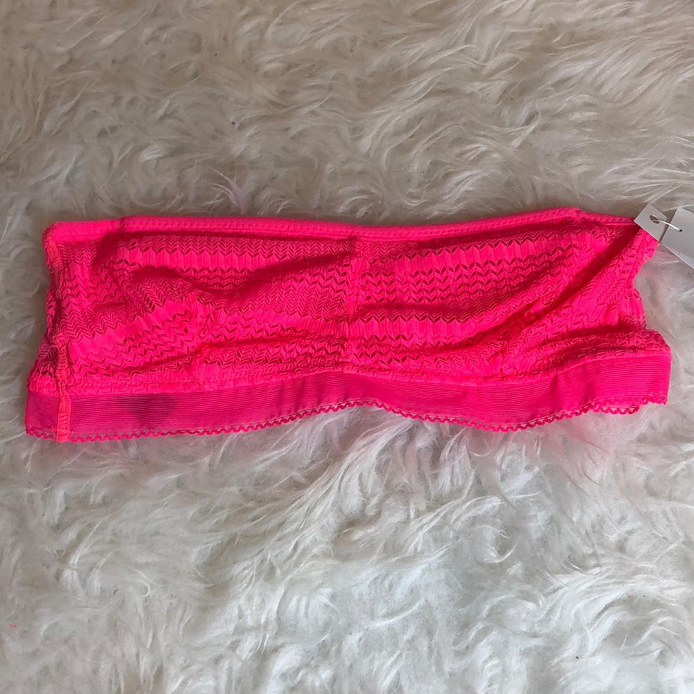 Hot pink bandeau bra top strapless Sz med